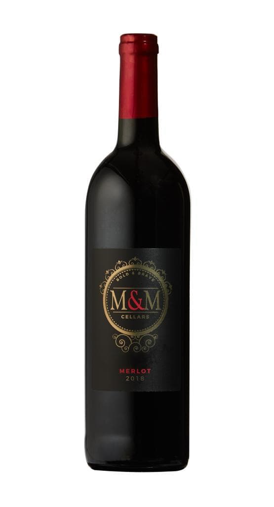 M&M Cellars Merlot red wine bottle